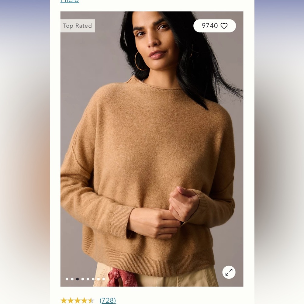 Anthropologie Pilcro Alani Cashmere Mock Neck Sweater